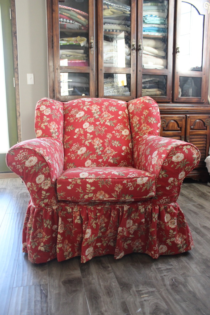 Red Floral Chair Slipcovers by Shelley